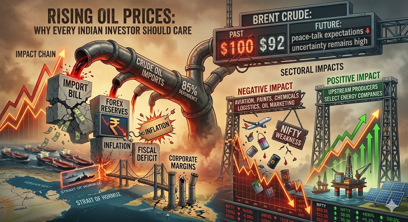 Infographic of how rising oil prices flow through India's economy