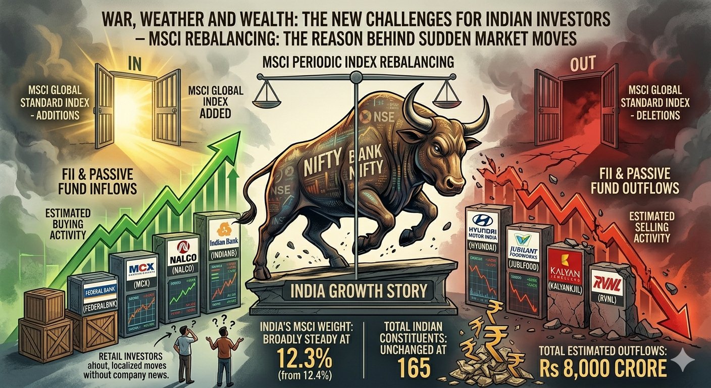 MSCI rebalancing infographic showing stocks added and removed from the index